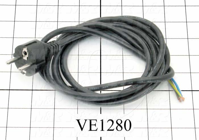 Power Cord, European, 3 Conductors, 10A