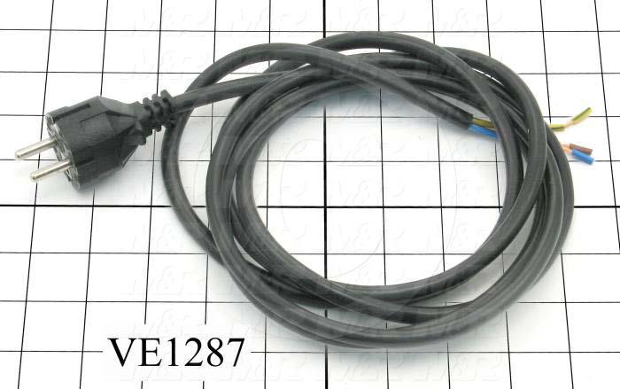 Power Cord, European, 3 Conductors, 16A