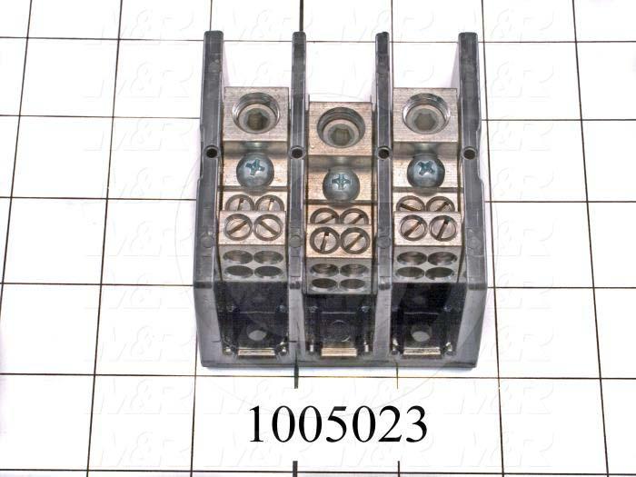 Power Distribution Block, 3 Poles, 1 Line Connection/Pole, 4 Load Connection/Pole, 600VAC, 175A