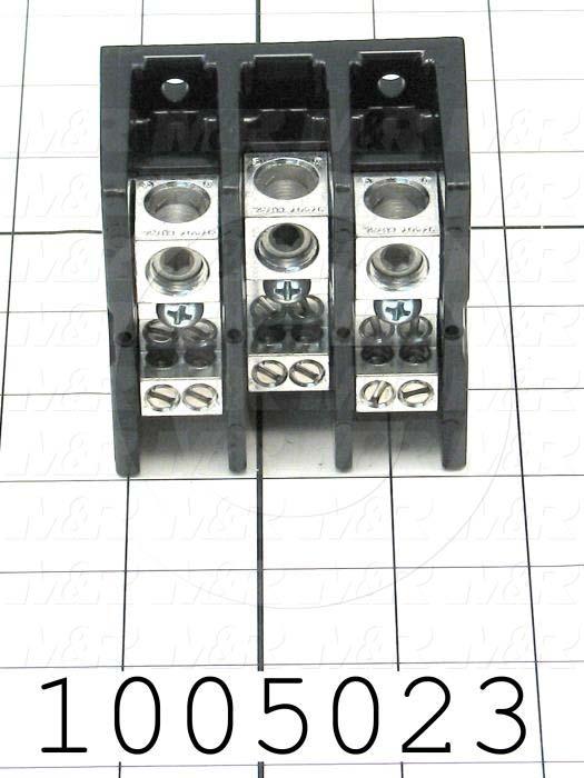 Power Distribution Block, 3 Poles, 1 Line Connection/Pole, 4 Load Connection/Pole, 600VAC, 175A