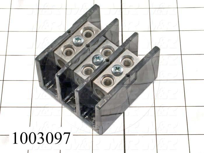Power Distribution Block, 3 Poles, 2/0-14AWG Line Wire Range, 2/0-14AWG Load Wire Range, 175A