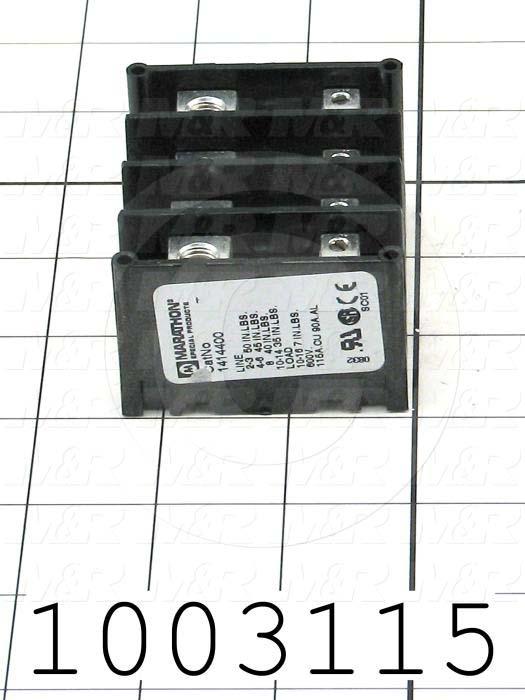 Power Distribution Block, 4 Poles, 1 Line Connection/Pole, 4 Load Connection/Pole