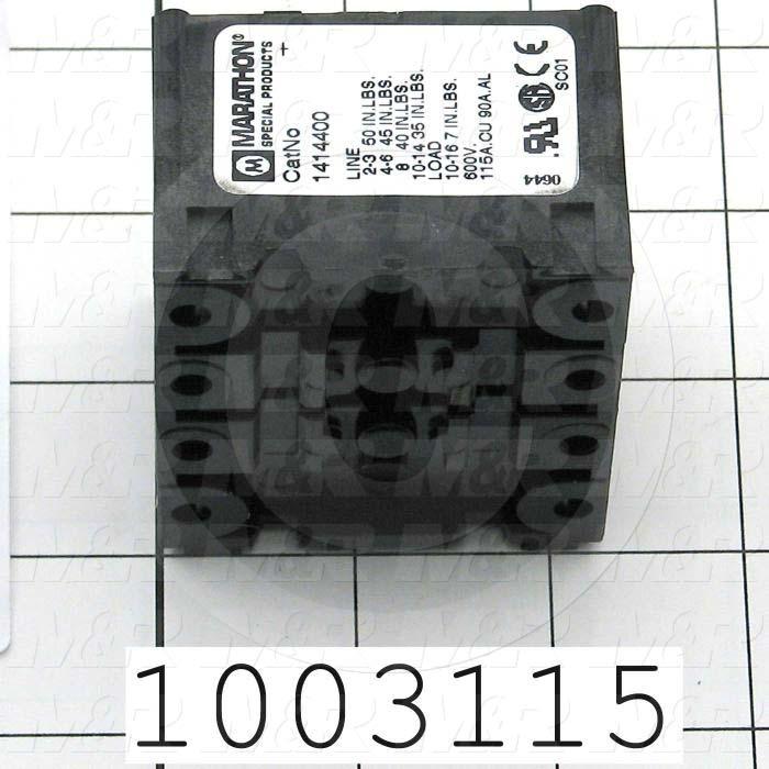 Power Distribution Block, 4 Poles, 1 Line Connection/Pole, 4 Load Connection/Pole