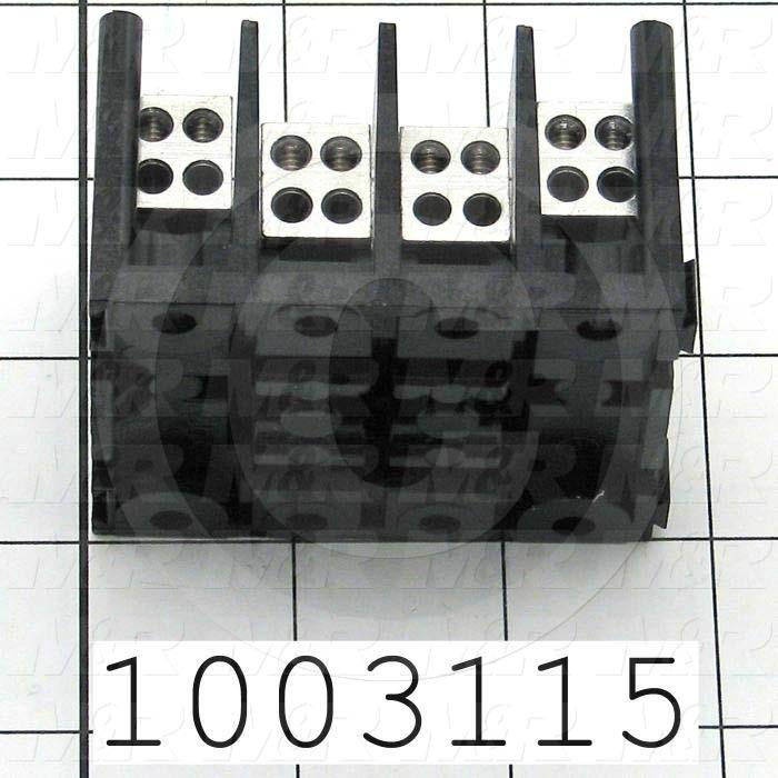 Power Distribution Block, 4 Poles, 1 Line Connection/Pole, 4 Load Connection/Pole