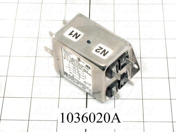 Power Line Filter, 120/250VAC, 3 Phase, 50/60Hz, 20A