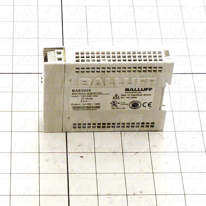 Power Supply, 100-240VAC Input Voltage, 0.17A Input Current, 7.5W, 24VDC Output Voltage, 0.3A Output Current