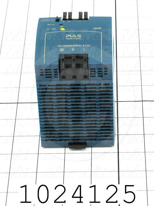 Power Supply, 100-240VAC Input Voltage, 1A Input Current, 100W, 24VDC Output Voltage, 4.0A Output Current
