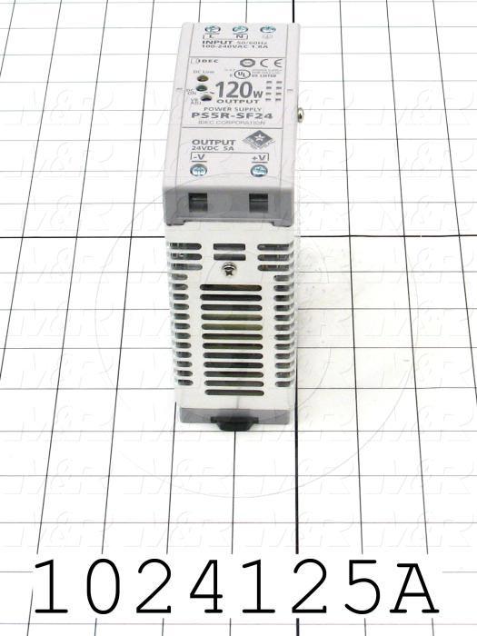 Power Supply, 100-240VAC Input Voltage, 1A Input Current, 120W, 24VDC Output Voltage, 5A Output Current