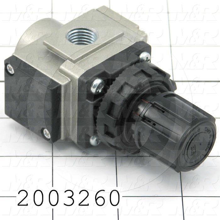 Pressure Regulator, 1.0 MPa Max. Pressure, 1/4" NPT Port In, With Reverse Flow, Panel Mounting, 1/4" NPT Port Out