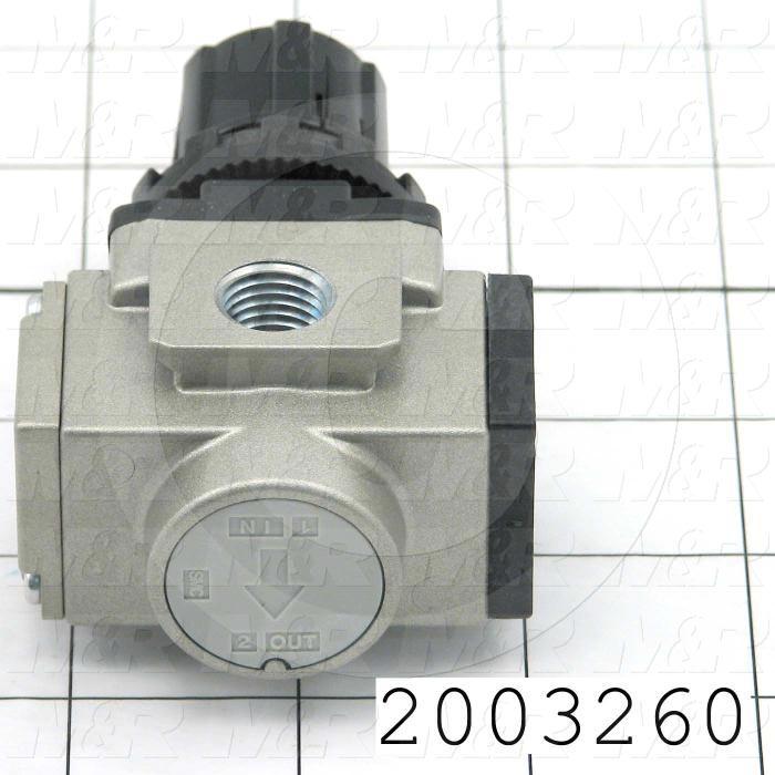 Pressure Regulator, 1.0 MPa Max. Pressure, 1/4" NPT Port In, With Reverse Flow, Panel Mounting, 1/4" NPT Port Out