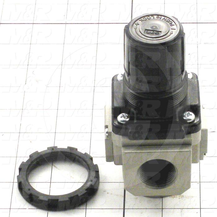 Pressure Regulator, 1.0 MPa Max. Pressure, 3/4" NPT Port In, Bracket & Panel Mounting, 3/4" NPT Port Out