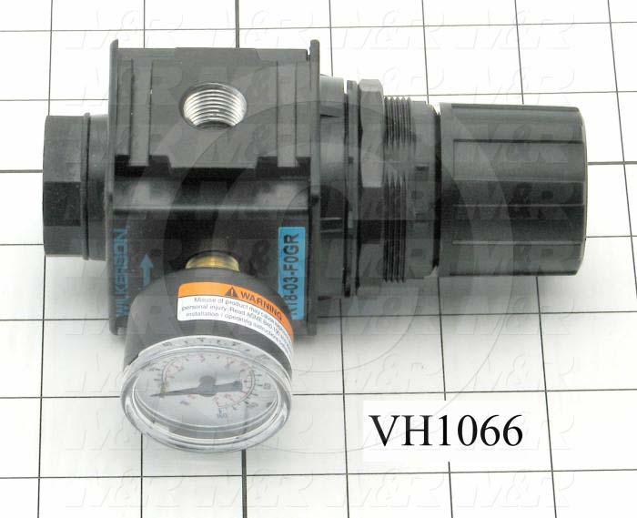Pressure Regulator, 160 Psi Max. Pressure, 3/8" NPTF Port In, Bracket Mounting, 3/8" NPTF Port Out, With Gauge