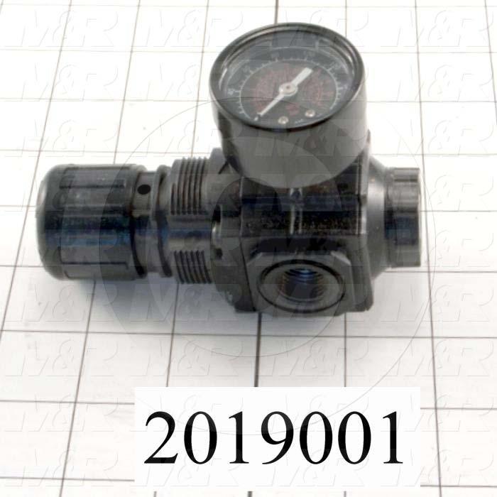 Pressure Regulator, 290 Psi Max. Pressure, 3/8" PTF Port In, Bracket Mounting, 3/8" PTF Port Out, With Gauge