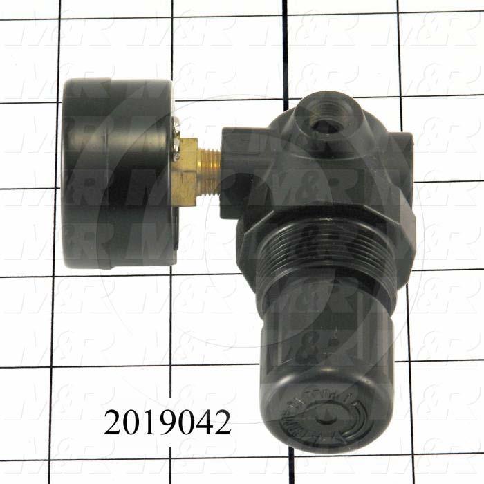 Pressure Regulator, 300 Psi Max. Pressure, 1/8" PTF Port In, Bracket Mounting, 1/8" PTF Port Out, With Gauge