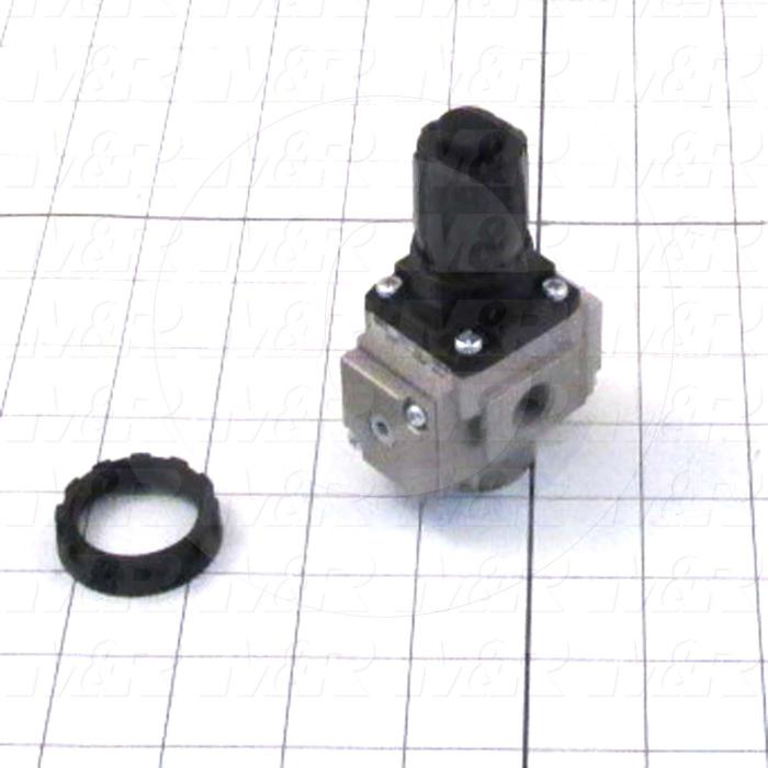 Pressure Regulator, 60 Psi Max. Pressure, 1/4" NPT Port In, 1/4" NPT Port Out, With Gauge