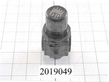 Pressure Regulator, 60 Psi Max. Pressure, 1/4" NPT Port In, Panel Mounting, 1/4" NPT Port Out, With Gauge