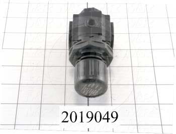 Pressure Regulator, 60 Psi Max. Pressure, 1/4" NPT Port In, Panel Mounting, 1/4" NPT Port Out, With Gauge