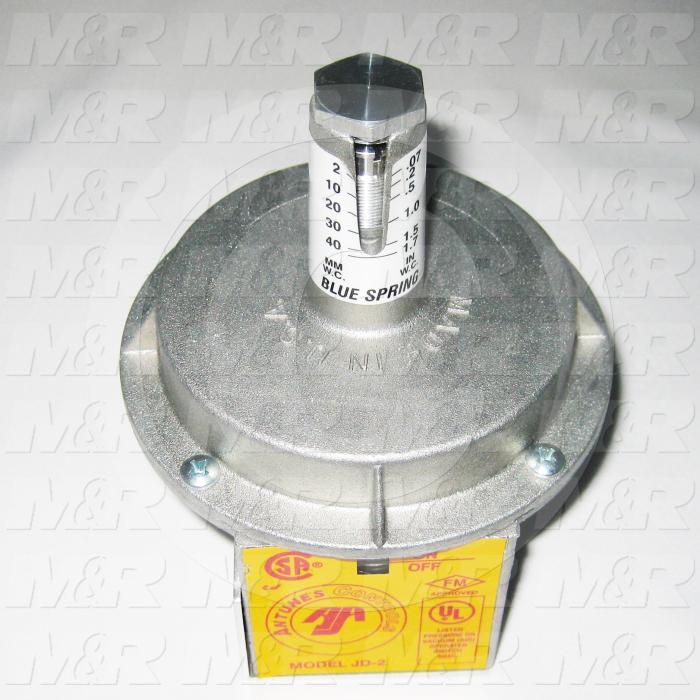 Pressure Regulators/Switches, Thread Size 1/8" NPT, Max. Pressure 3.0 Psi, Pressure Range .07-1.7"wc, Contact ratings 250V 5AMP