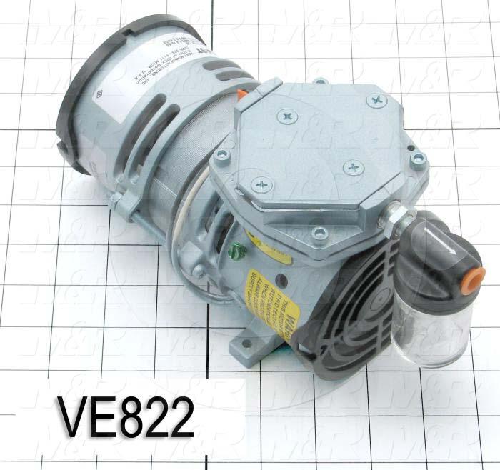 Pump, Type: Electromechanical, Max. Vacuum: 24"Hg
