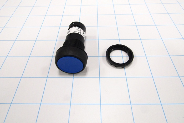 Pushbutton Switch, BUTTON SWITCH, Momentary, Round, 22mm, Blue, 2NO