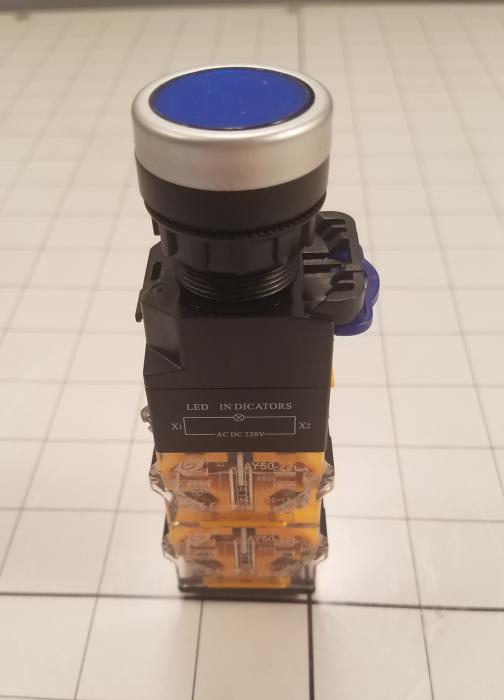 Pushbutton Switch, ILLUMINATED PUSHBUTTON, Blue, 2NO