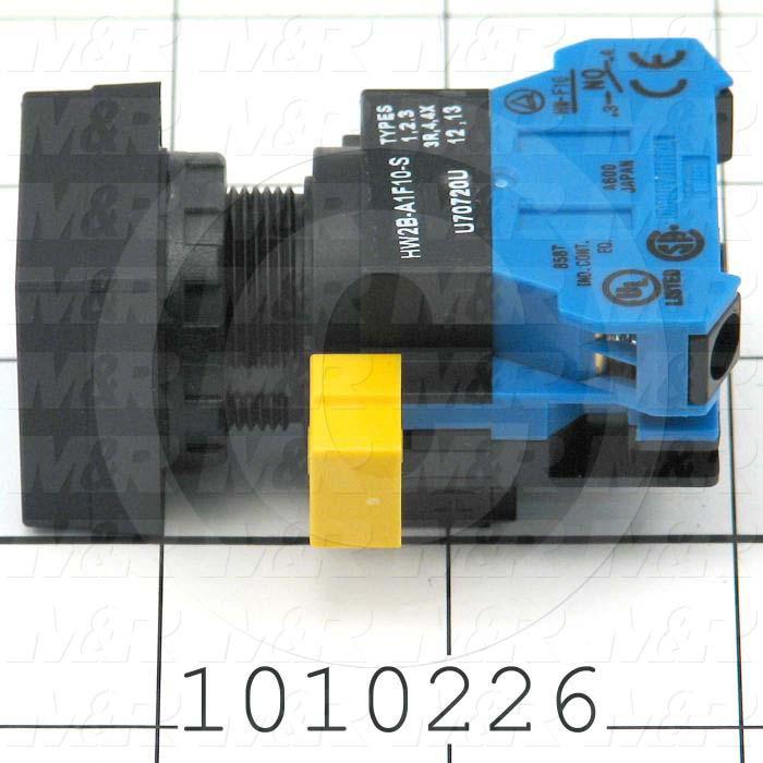 Pushbutton Switch, Maintained, Square, Blue, 1NO