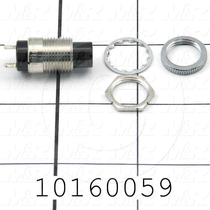 Pushbutton Switch, Momentary, Black, 1NO