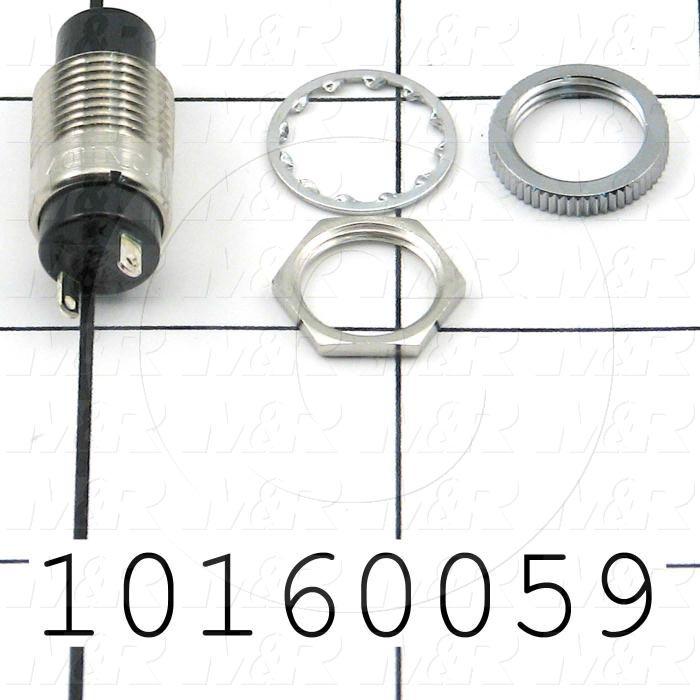 Pushbutton Switch, Momentary, Black, 1NO