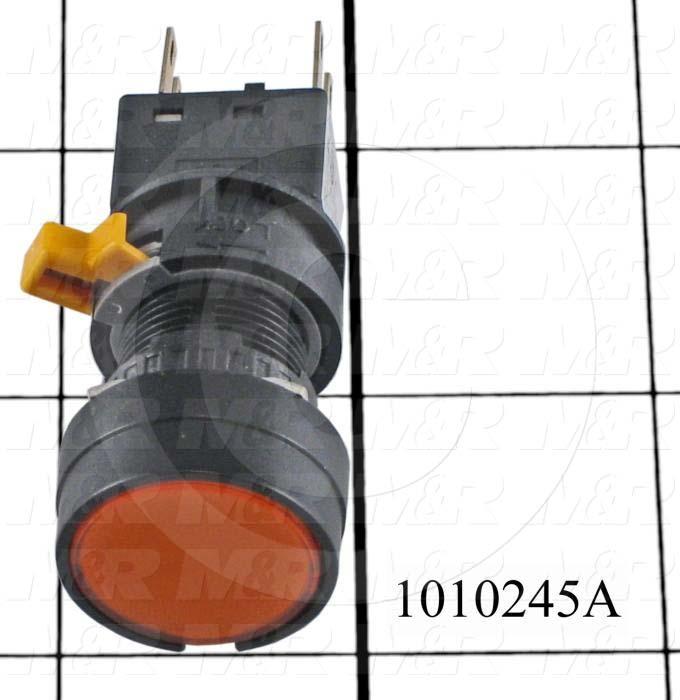 Pushbutton Switch, Momentary, Oversize Round, 16mm, Amber, SPDT, LED, 24VDC