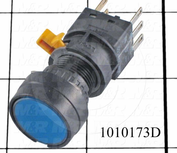 Pushbutton Switch, Momentary, Oversize Round, 16mm, Blue, SPDT, LED, 24VDC