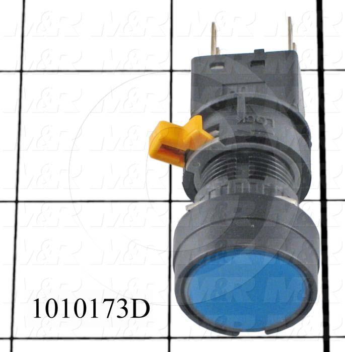 Pushbutton Switch, Momentary, Oversize Round, 16mm, Blue, SPDT, LED, 24VDC