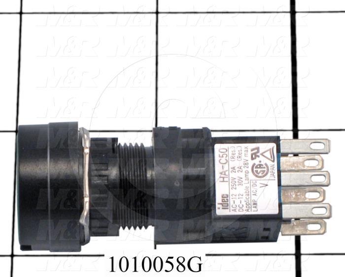 Pushbutton Switch, Momentary, Oversize Round, Green, SPDT, LED, 24VDC