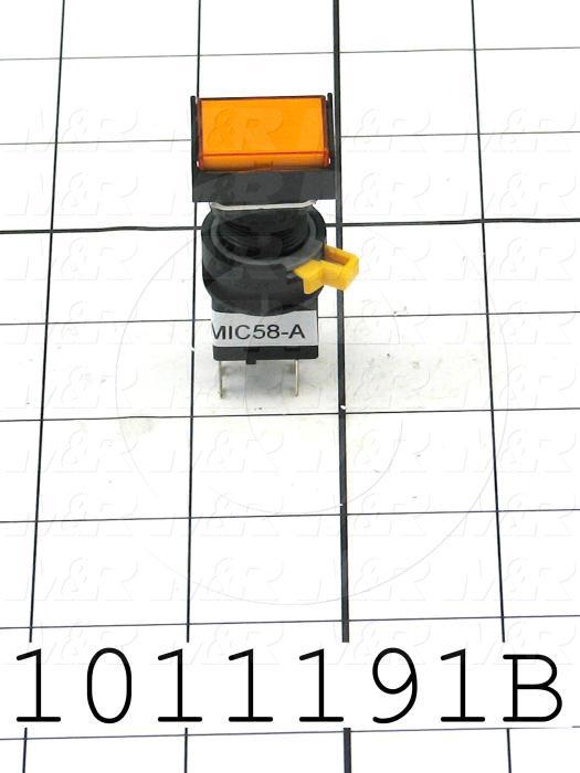 Pushbutton Switch, Momentary, Rectangle, Amber, SPDT, Illuminated, 120V