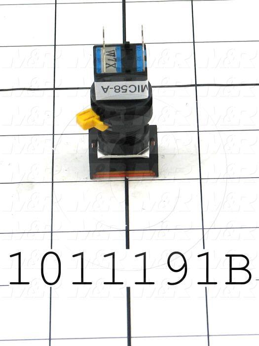 Pushbutton Switch, Momentary, Rectangle, Amber, SPDT, Illuminated, 120V