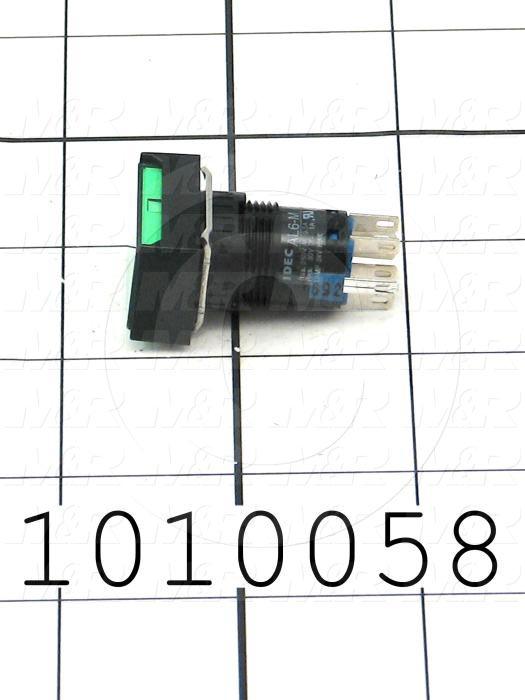Pushbutton Switch, Momentary, Rectangle, Blue, DPDT, 24V