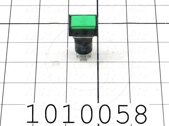 Pushbutton Switch, Momentary, Rectangle, Blue, DPDT, 24V