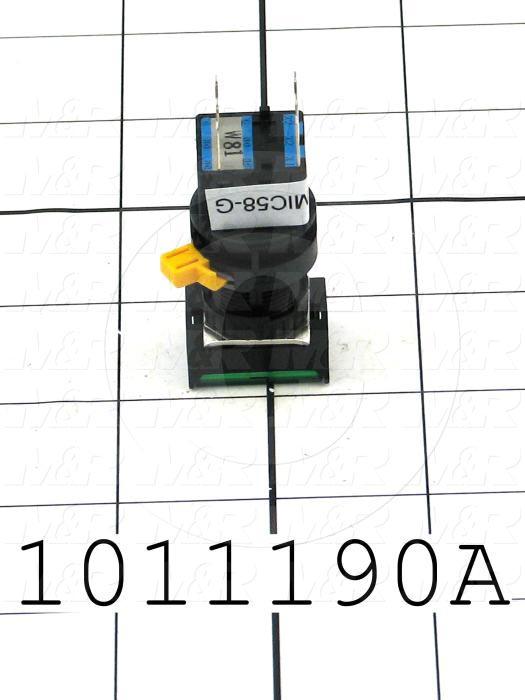Pushbutton Switch, Momentary, Rectangle, Green, SPDT, Illuminated, 120V