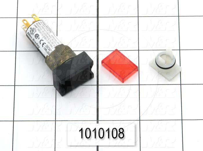 Pushbutton Switch, Momentary, Rectangle, Red, 24VDC