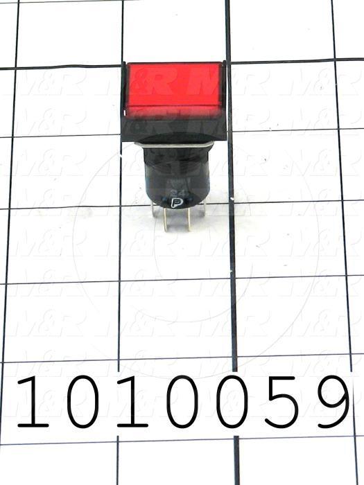 Pushbutton Switch, Momentary, Rectangle, Red, DPDT, Incandescent, 24V