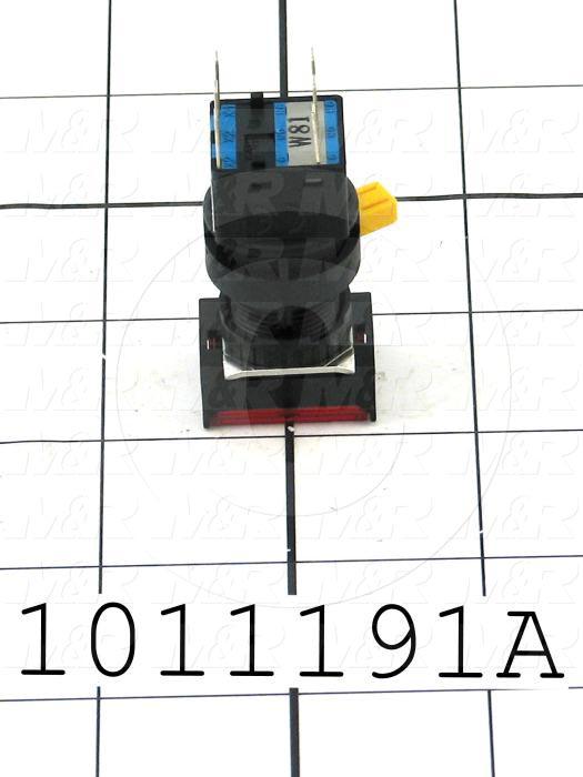 Pushbutton Switch, Momentary, Rectangle, Red, SPDT, Illuminated, 120V