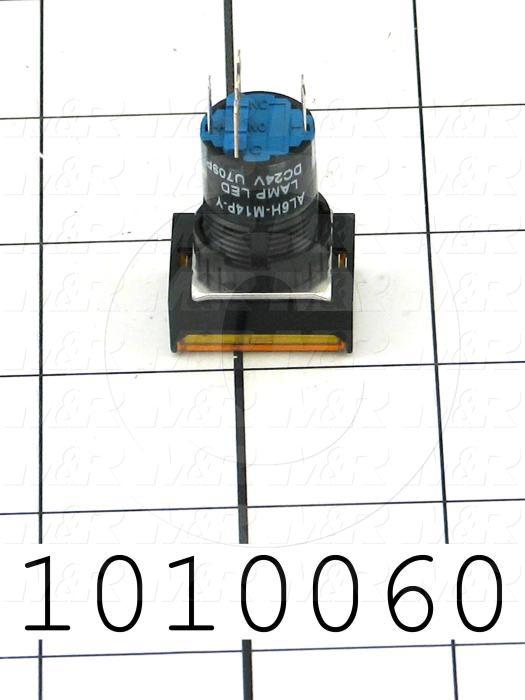 Pushbutton Switch, Momentary, Rectangle, Yellow, SPDT, Incandescent, 24V