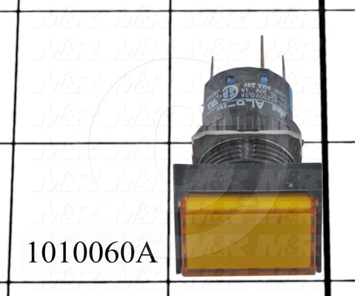 Pushbutton Switch, Momentary, Rectangle, Yellow, SPDT, LED, 24VDC