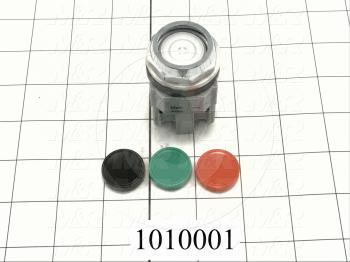Pushbutton Switch, Momentary, Round, 16mm, Red, Green or Black Button Inserts