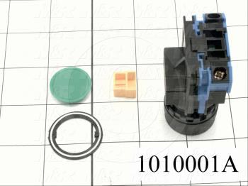 Pushbutton Switch, Momentary, Round, 22mm, Green, 1NO