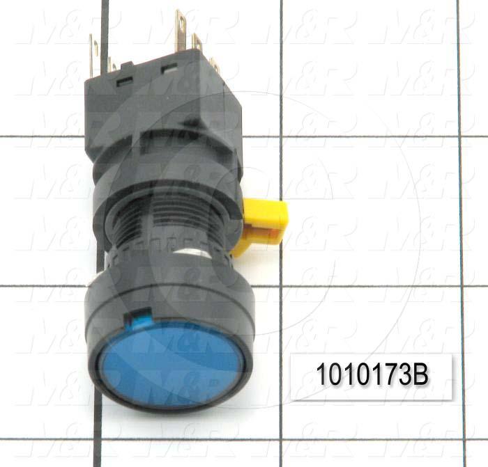 Pushbutton Switch, Momentary, Round, Blue, SPDT, LED, 24VDC