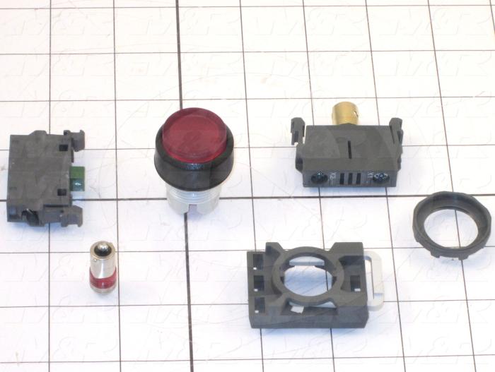 Pushbutton Switch, Momentary, Round, Extended Button Head, Red, 1NO, Illuminated, 24VDC