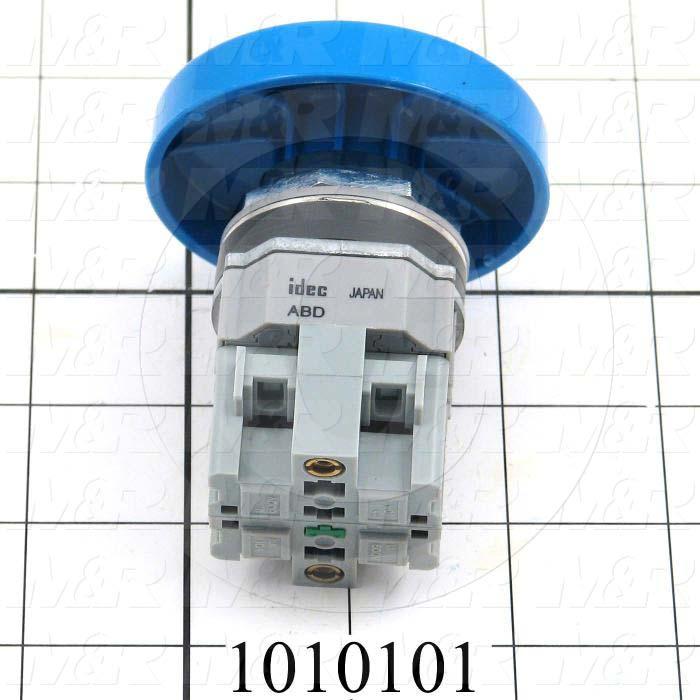 Pushbutton Switch, Momentary, Round, Jumbo Mushroom Head, Blue, 1NO