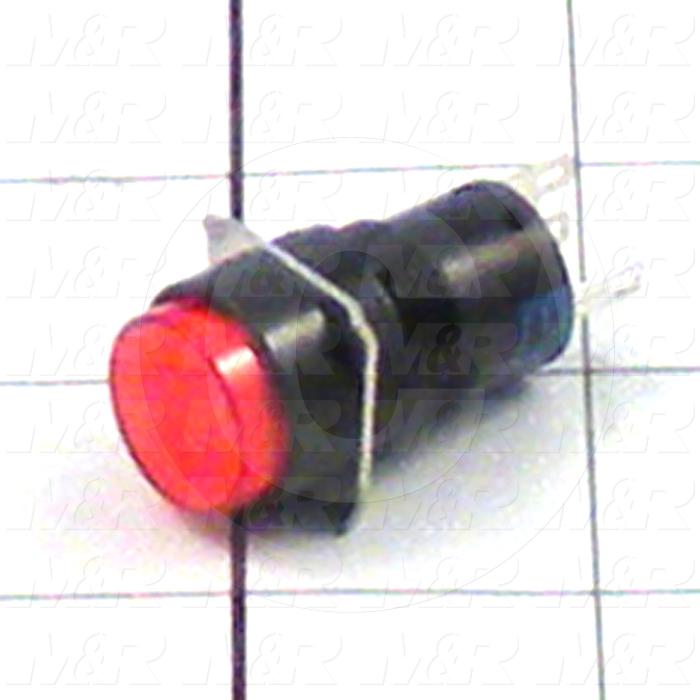 Pushbutton Switch, Momentary, Round, Red, SPDT, LED, 24VDC