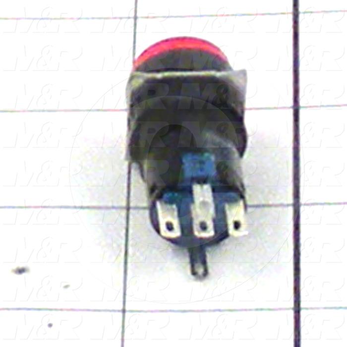 Pushbutton Switch, Momentary, Round, Red, SPDT, LED, 24VDC