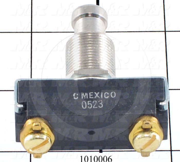 Pushbutton Switch, Momentary, SPST, 250V, 10A